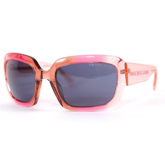 Marc Jacobs Wraparound Oval Sunglasses - Transparent Red Pink Ombre / Grey - NWT - Picture 3 of 10